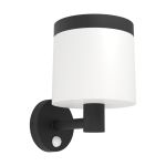 Eglo Wall Light Pantete Solar Black 7W 790lm - 830 Warm White | IP65 - Motion Sensor